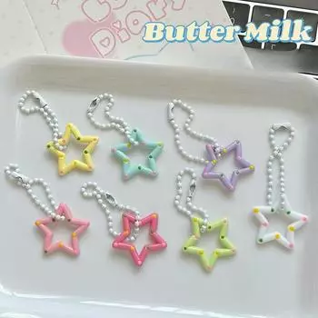 Красочный ажурный брелок в виде звезды в корейском стиле, симпатичный мини-брелок в виде звезды из смолы, подвесной аксессуар в виде звезды с волнистой точкой as the picture