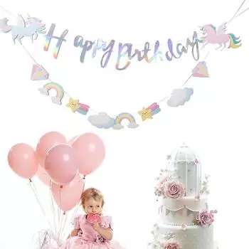 Красочный баннер на день рождения единорога