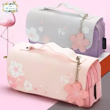 Красочный большой емкости Сакура пенал Kawaii пенал пенал школьные принадлежности коробка канцелярские принадлежности для детей подарок вишня розовый