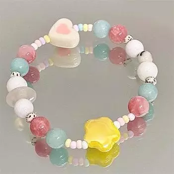 Красочный браслет из бисера, простые эластичные браслеты, летние украшения, штабелируемые браслеты, браслеты дружбы 1Pc