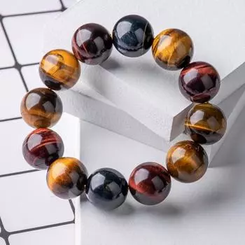 Красочный браслет из камня тигрового глаза, трехцветный модный властный браслет для мужчин и женщин 8mm
