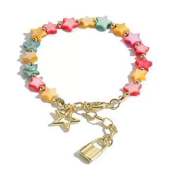 Красочный браслет-рукавичка из бусин, стильный браслет в форме сердца/луны/звезды из ракушек, регулируемая цепочка на запястье, аксессуар для повседневной носки 3