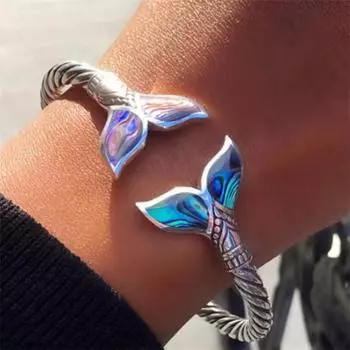 Красочный браслет с хвостом русалки для женщин и мужчин, регулируемый браслет в стиле ретро для пар, хип-хоп, панк, вечерние, подарок на годовщину, ювелирные изделия OneSize