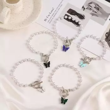 Красочный браслет с подвеской в виде бабочки Фея Нежный модный браслет