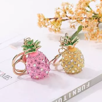 Красочный брелок для ключей с фруктами, креативный брелок для ключей от машины, изящная бижутерия, сумка-брелок в виде ананаса жёлтый