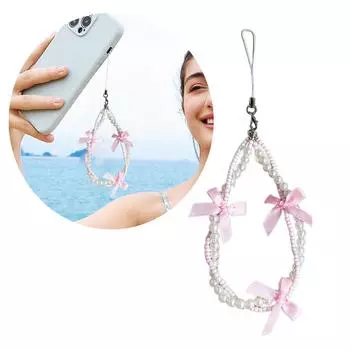 Красочный брелок для ключей с имитацией жемчуга, бусины, бабочка, цепочка для телефона, стильный бант, подвеска, брелок, украшение для кошелька, камеры розовый