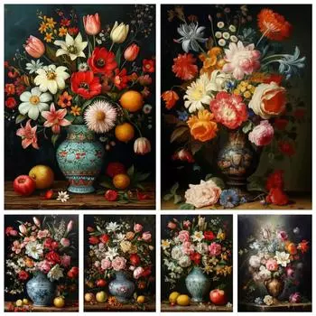 Красочный букет ваза алмазная живопись мозаика цветок художественная картина комплект для алмазной вышивки творческое хобби украшение дома подарки Full Round 20x30CM