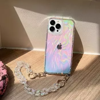 Красочный чехол-цепочка для iPhone 13/14/15 Pro Max — идеальный вариант для лета! Защитите свое устройство Apple со стилем. iPhone 13 Pro
