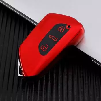 Красочный чехол для ключей из ТПУ для VW Volkswagen Golf 8 Mk8 Skoda 3 кнопки, умные чехлы с дистанционным управлением без ключа красный