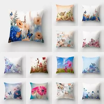 Красочный чехол для подушки с принтом бабочки и растений для дома, гостиной, дивана, украшения офиса, наволочка 40X40CM