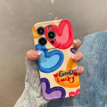 Красочный чехол для телефона Love с 3d волнистыми линиями для Iphone 14 13 12 11 Pro Max 14 Plus, мягкий силиконовый противоударный чехол для задней панели Imd For iPhone 12 Pro