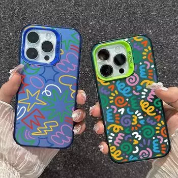 Красочный чехол с граффити для iPhone 16 Samsung A55 M35 S24 FE Xiaomi Redmi Note 13 Pro 14C Huawei Honor 200 противоударный чехол-бампер для телефона с защитой от царапин Samsung A54 5G