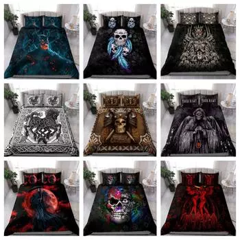 Красочный череп 3D печатный комплект постельного белья комплект постельного белья чехол пододеяльник комплект Single 135x200cm