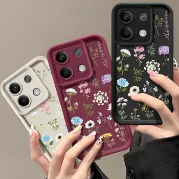 Красочный цветочный чехол для телефона для Xiaomi 13T 11T Pro Poco F6 Pro X6 M6 X5 Pro Redmi Note 13 4G 12 11 10 Pro Max противоударный мягкий силиконовый чехол Redmi Note 13 4G чёрный
