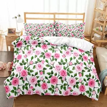 Красочный цветочный пододеяльник, комплект постельного белья размера King Queen для детей, мальчиков и девочек, полиэстеровый узор, пододеяльник с молнией EU single(135x200cm)