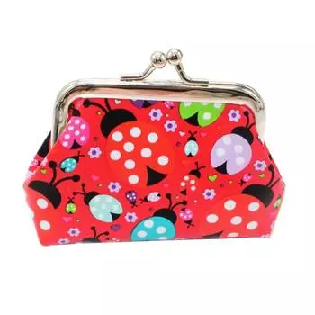 Красочный детский мини-кошелек из искусственной кожи с божьей коровкой, кошелек для монет, держатель для карт красный