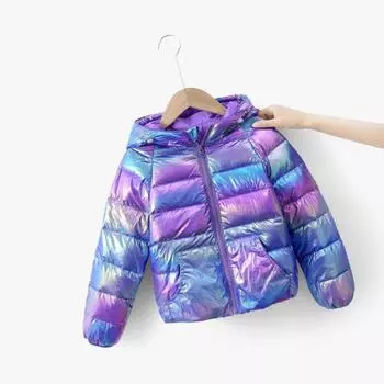 Красочный детский пуховик, зимняя верхняя одежда с капюшоном, куртки для мальчиков и девочек, детские осенние и зимние пальто 90cm