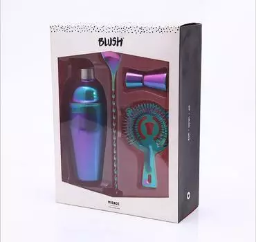 Красочный гальванический набор шейкеров из 4 предметов + набор шейкеров + специальный шейкер для коктейлей 550 мл синий