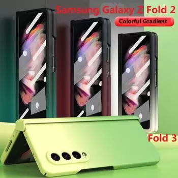 Красочный градиент для Samsung Galaxy Z Fold 2 Fold 3 Fold 4 Чехол Шарнирная пленка Защитная пленка для экрана Case & Screen Protector