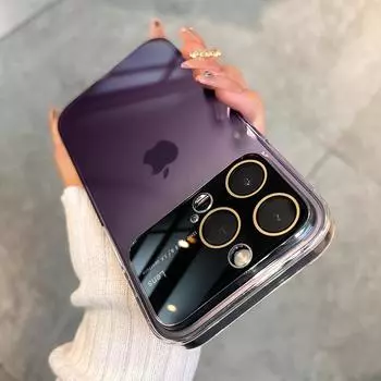 Красочный градиентный защитный чехол для объектива камеры, прозрачный чехол для телефона Iphone 14 13 12 Pro Max, прозрачный жесткий чехол для мобильного телефона из ПК For iPhone 12 Pro зелёный