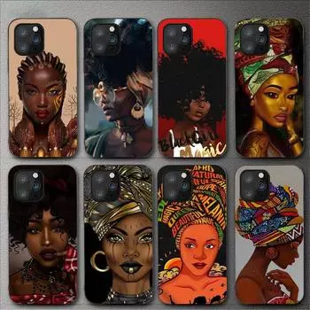 Красочный художественный черный чехол для телефона с африканской девушкой для Iphone 11 12 Mini 13 14 Pro Xs Max X 8 7 6s Plus 5 Se Xr Shell iPhone14Plus