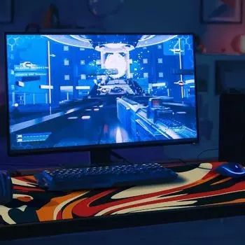 Красочный игровой коврик для мыши с линейным узором, настольные коврики 35,4 x 15,7 дюймов, настольный коврик для дома