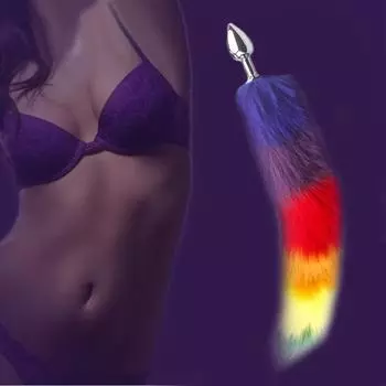 Красочный искусственный хвост для женщин, металлический анальный штекер для взрослых, секс-игрушка, массажер простаты