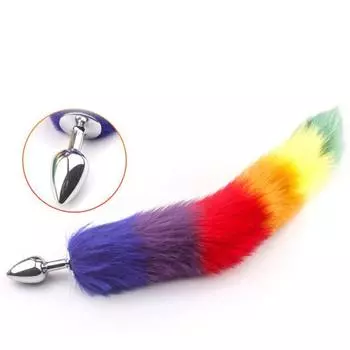 Красочный искусственный хвост для женщин, металлический анальный штекер для взрослых, секс-игрушка, массажер простаты