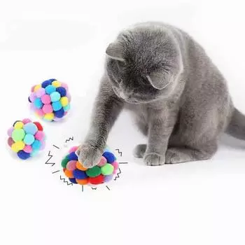 Красочный колокольчик, плюшевая игрушка для кошек, плюшевый мяч, игрушка для кошек