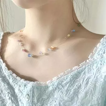 Красочный кошачий глаз камень ожерелье из бисера минималистичный стиль ожерелье ключицы аксессуар для женщин повседневная одежда