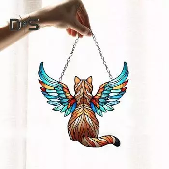 Красочный кот, подвесное украшение на окно, передняя дверь, настенный подвесной акриловый котенок, животное, орнамент, кулон, рождественский фестиваль, подарок 15cm 1