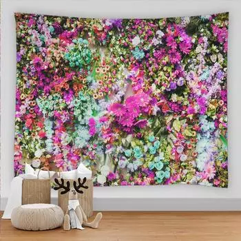 Красочный красивый цветочный гобелен, настенный тканевый гобелен, ковер для дома, общежития, художественное украшение, пляжный коврик для пикника 100X75CM