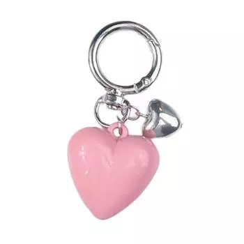 Красочный кулон в виде сердца, Аксессуар для ключей, Компактный брелок в виде сердца, Изящный брелок, Стильный брелок, Нежное украшение для сумки розовый