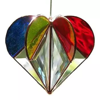 Красочный Ловец Солнца Сердце 3D Многогранное Сердце Подвесное Украшение Витраж Радужный Создатель Украшение Окна для Дома Офиса Балкона Автомобиля