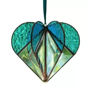Красочный Ловец Солнца Сердце 3D Многогранное Сердце Подвесное Украшение Витраж Радужный Создатель Украшение Окна для Дома Офиса Балкона Автомобиля