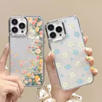 Красочный маленький свежий цветочный прозрачный чехол для iPhone 16 Pro Max 15 14 Plus 13 12 Pro 11 покрытие защита линз мягкий ударопрочный чехол для телефона iPhone 16