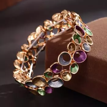 Красочный масляный двухрядный полый круглый эластичный браслет, модный и персонализированный женский универсальный браслет