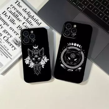 Красочный милый чехол для телефона «Ведьма и кот» для IPhone 14 13 11 12 Pro 8 7 Plus X 13 Pro MAX XR XS MINI SE 2020, черные чехлы iphone XR