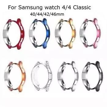 Красочный мягкий силиконовый чехол для часов с покрытием из ТПУ для Samsung Galaxy Watch 4 Watch 4, классический защитный чехол, защитная пленка для экрана, корпус для 42 мм, 46 мм Watch 4-44mm чёрный