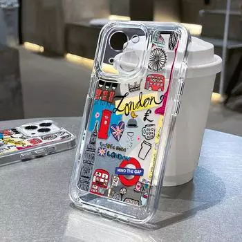 Красочный мягкий силиконовый чехол для телефона для iPhone 15 Pro Max 14 Plus 13 12 Mini 11 Pro, противоударный чехол с принтом Эйфелевой башни, защита объектива, тонкий чехол iPhone 15