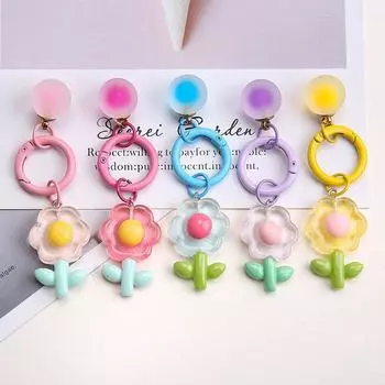 Красочный мультяшный брелок-цветок, изысканный милый брелок-цветок для женщин, девочек, украшения для рюкзака, аксессуары, подарки розовый