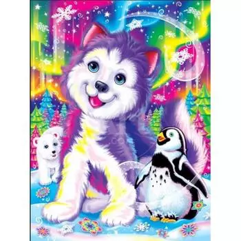 Красочный мультяшный кот Алмазная картина Полные круглые изображения со стразами 20X30CM