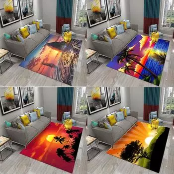 Красочный мультяшный коврик с изображением восхода солнца, нескользящий коврик для входа в ванную комнату, кухня, гостиная, детская спальня, декоративный напольный ковер 40x60cm