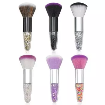 Красочный Nail Art Dust Brush Remover Cleaner для акриловых и ультрафиолетовых гелевых ногтей с блестящим стразами ручка макияжа кисть