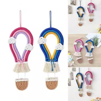 Красочный настенный подвесной светильник в виде воздушного шара, плетеный из хлопковой веревки, украшение для детской комнаты, настенное искусство, декор для детской комнаты розовый