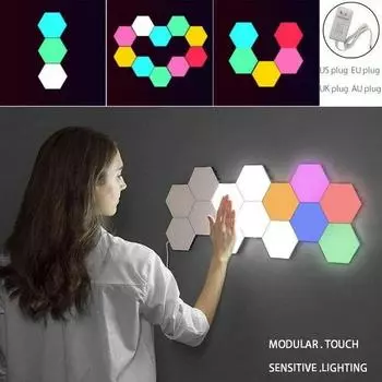 Красочный настенный светильник, меняющий цвет, украшение для гостиной, сотовая лампа, атмосферная лампа, сенсорное индукционное освещение, настенный светильник 1PC AU plug