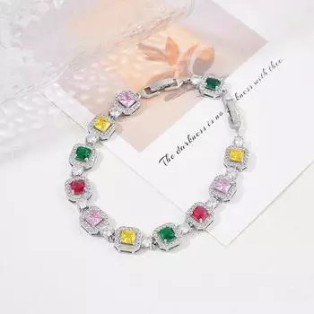 Красочный новый браслет из циркона, женский модный браслет с бриллиантами, ювелирные изделия белый