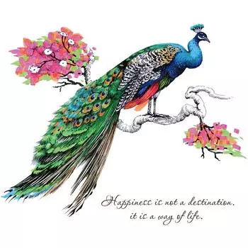 Красочный павлин на ветке дерева Наклейки на стену Гостиная Спальня Украшение Фон Фреска Искусство Наклейки Съемные наклейки