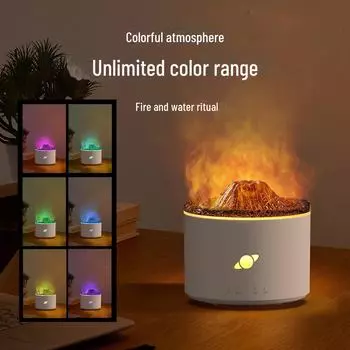Красочный Пламя Ароматерапия Ночной Светильник Вулкан Атмосфера Увлажнитель Для Дома Спальня Рабочий Стол