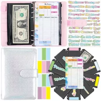 Красочный планировщик бюджета A6, переплет для бюджета, бухгалтерский справочник по финансовому планированию с наклейками на сумки на молнии розы красного